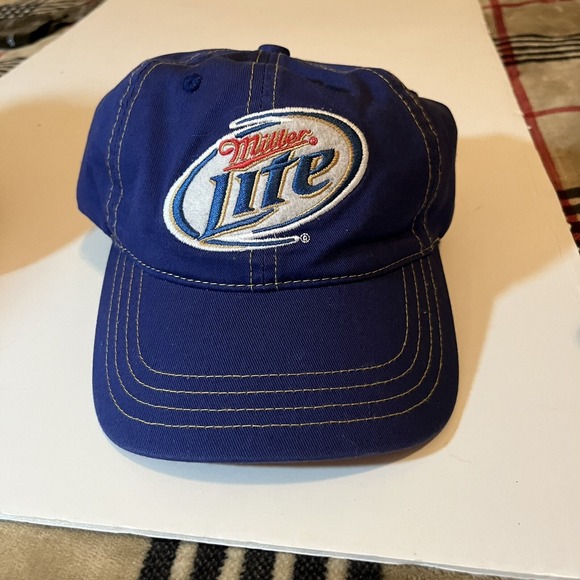 Vtg Miller Lite Blue Adjustable Hat Baseball Cap NWOT - Picture 1 of 6